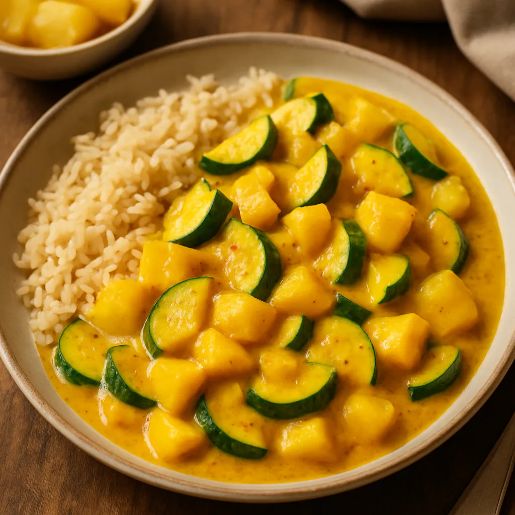 Reis-Curry mit Zucchini und Ananas