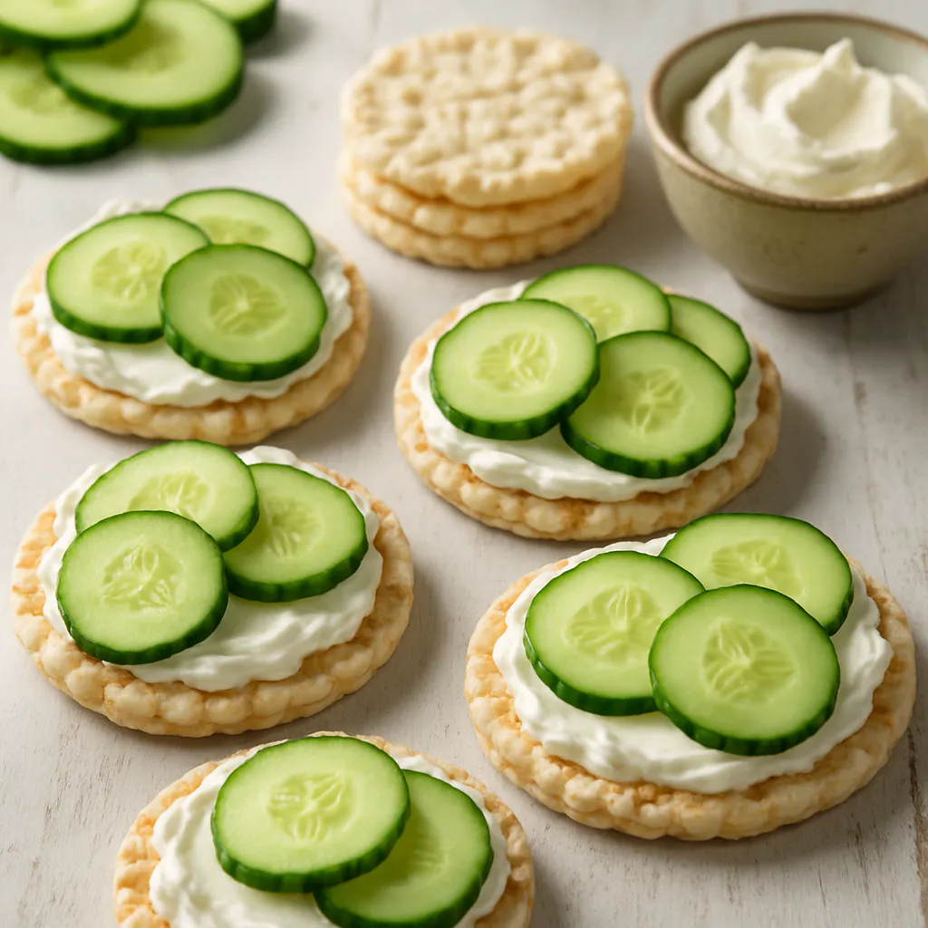 Reiscracker mit Frischkäse und Gurke