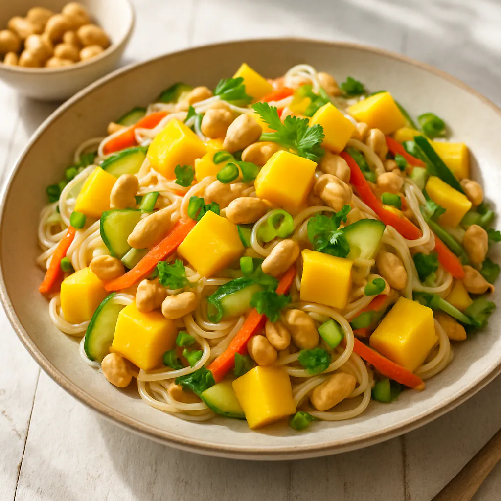 Reisnudel-Salat mit Mango und Erdnüssen