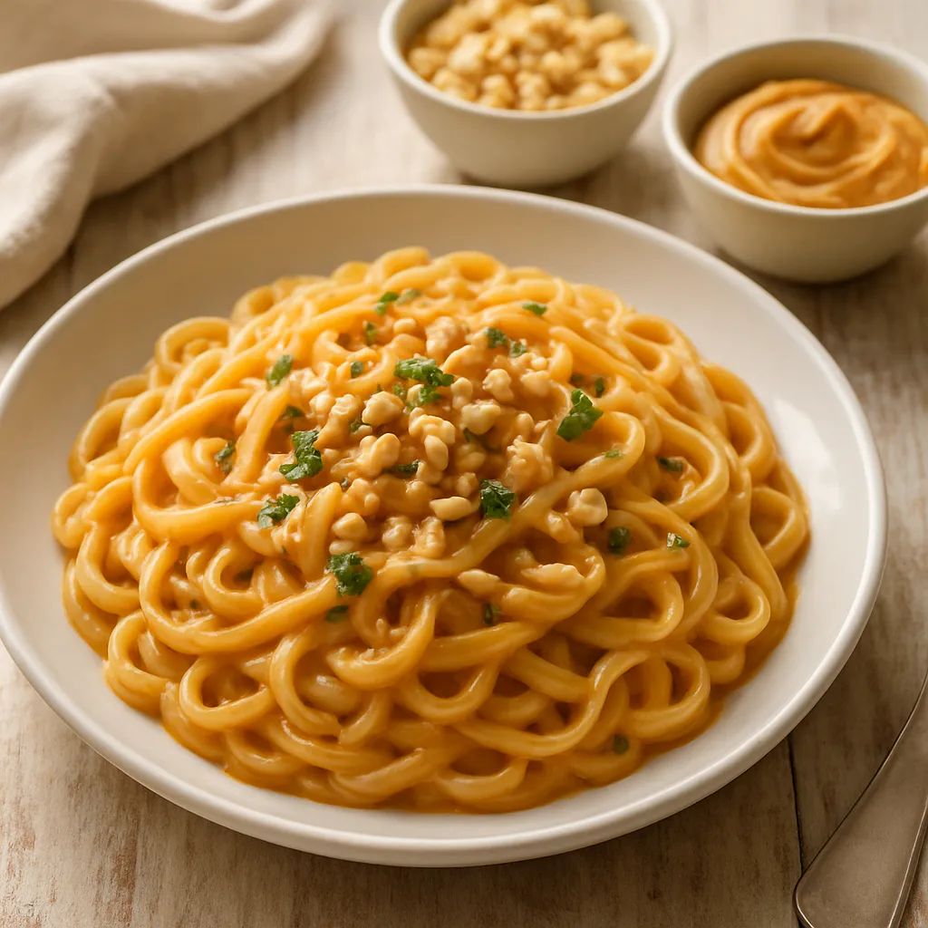 Reisnudeln mit milder Erdnusssauce