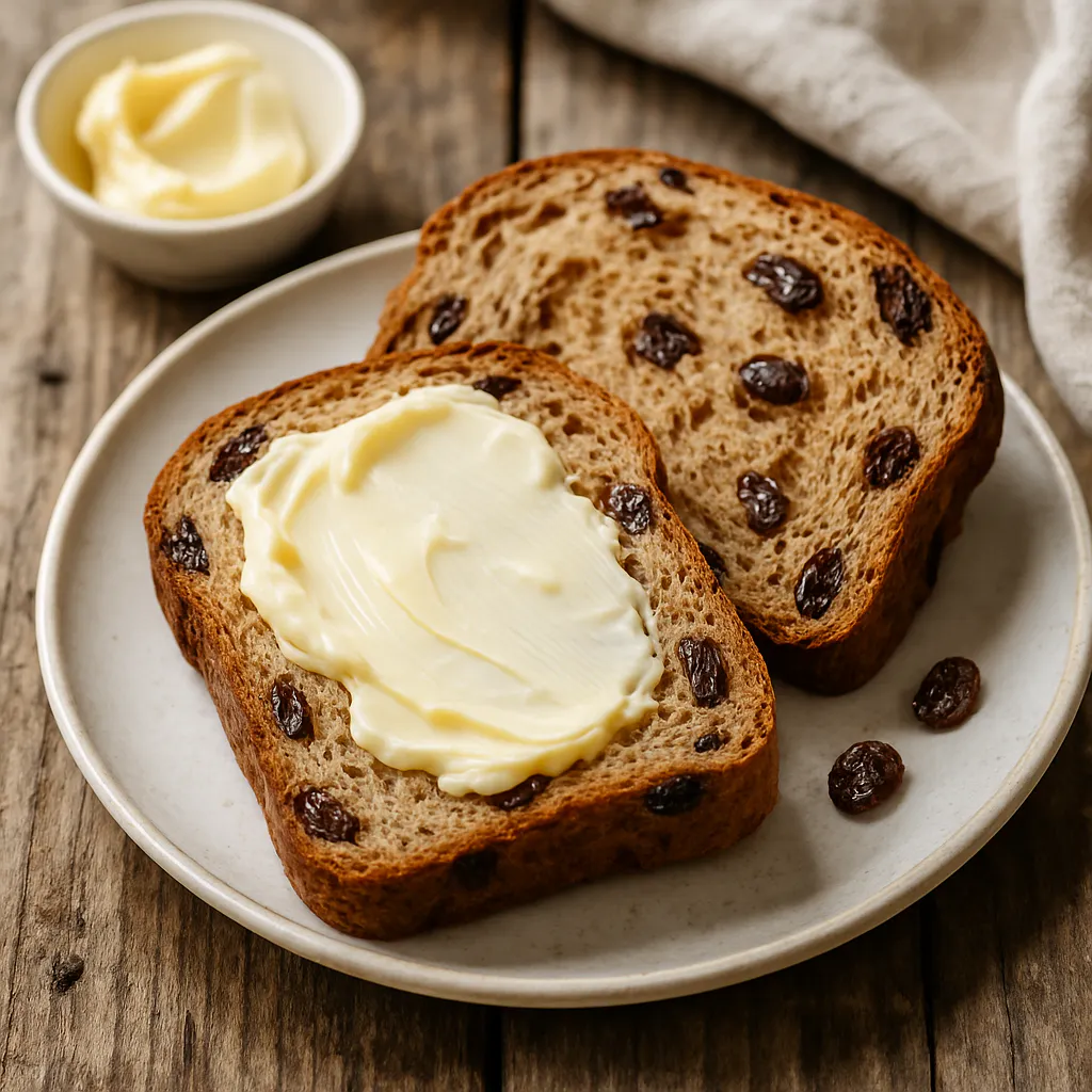 Rosinenbrot mit Butter