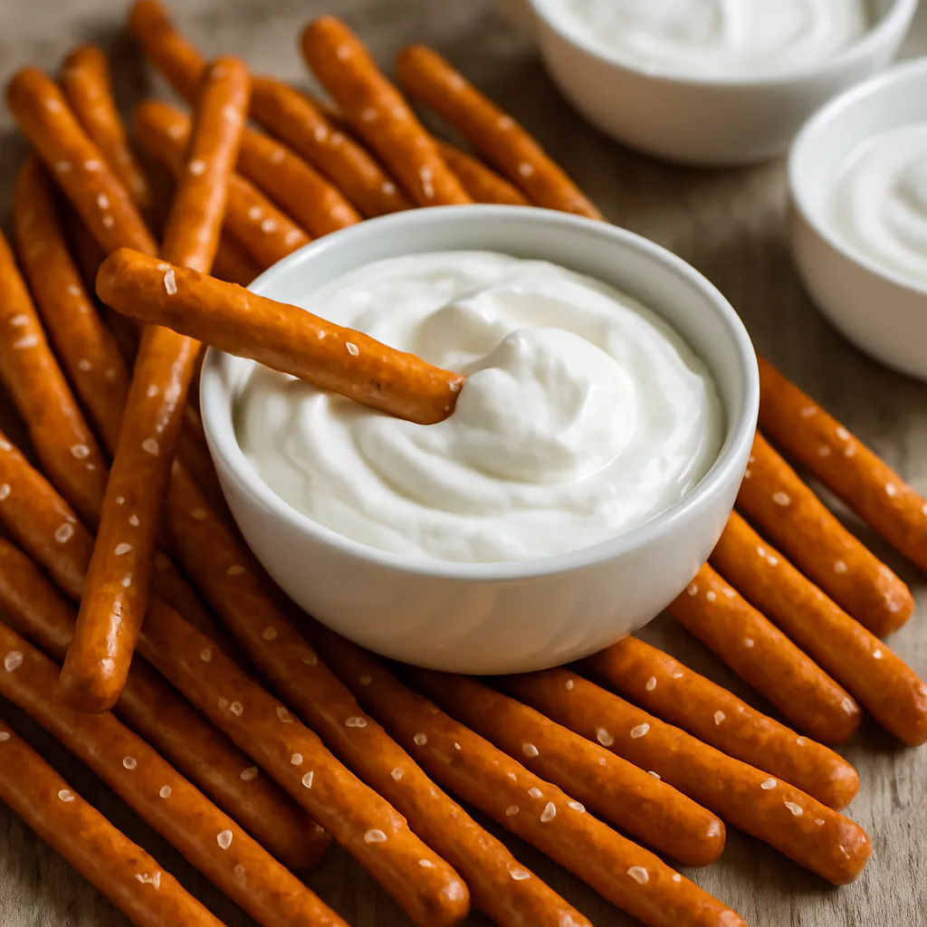 Salzstangen mit Frischkäse-Dip
