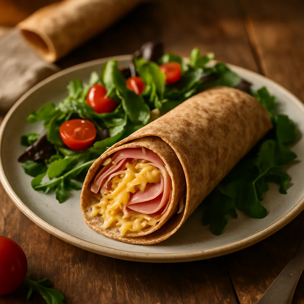 Schinken-Käse-Wrap mit Salat