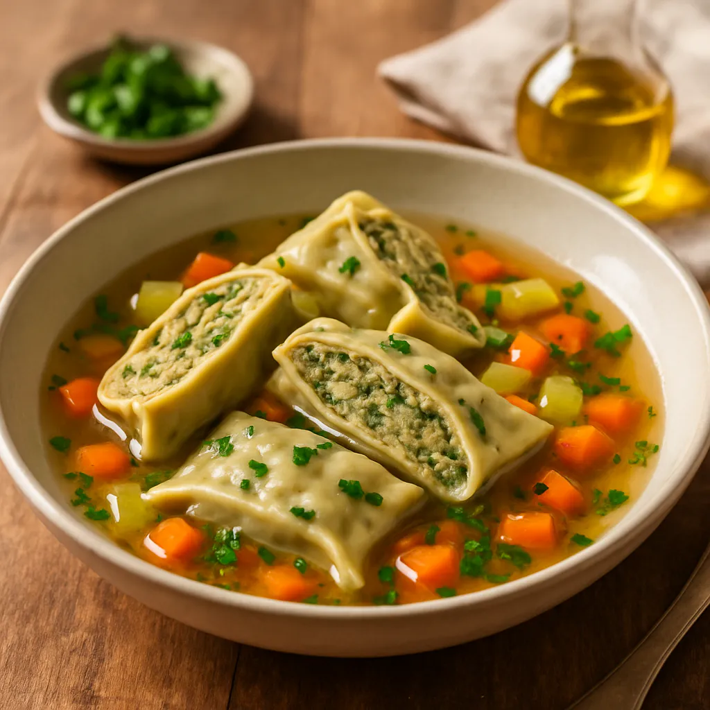 Sportliche Maultaschen in Gemüsebrühe