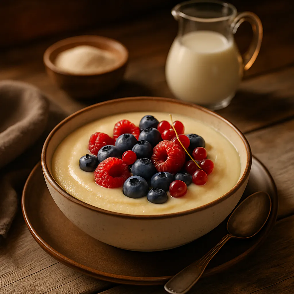 Süßer Grießbrei mit Beeren