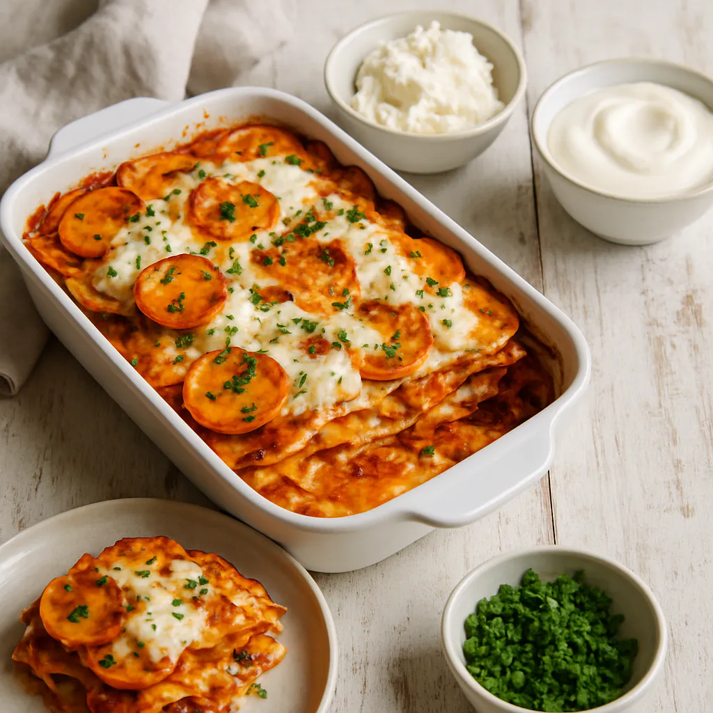 Süßkartoffel-Lasagne mit Ricotta und Joghurt