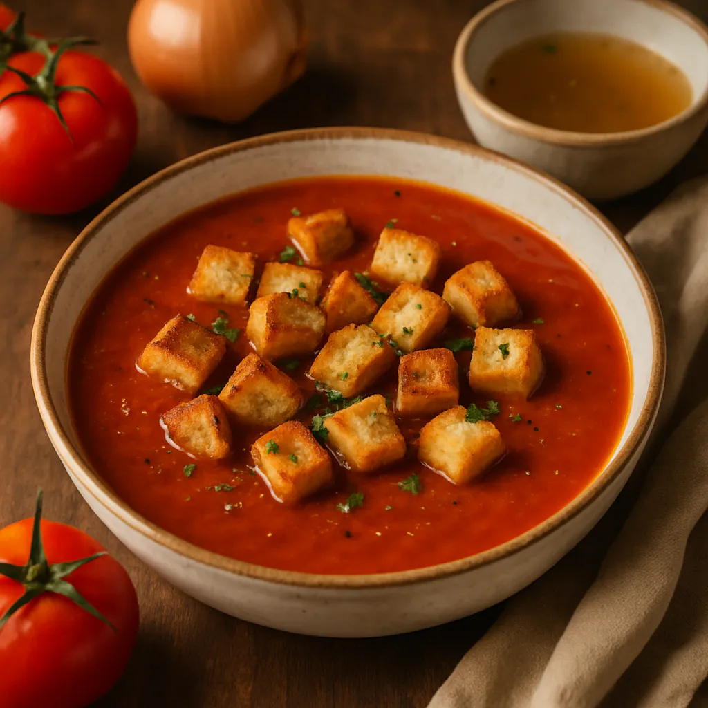Tomatensuppe mit Croutons