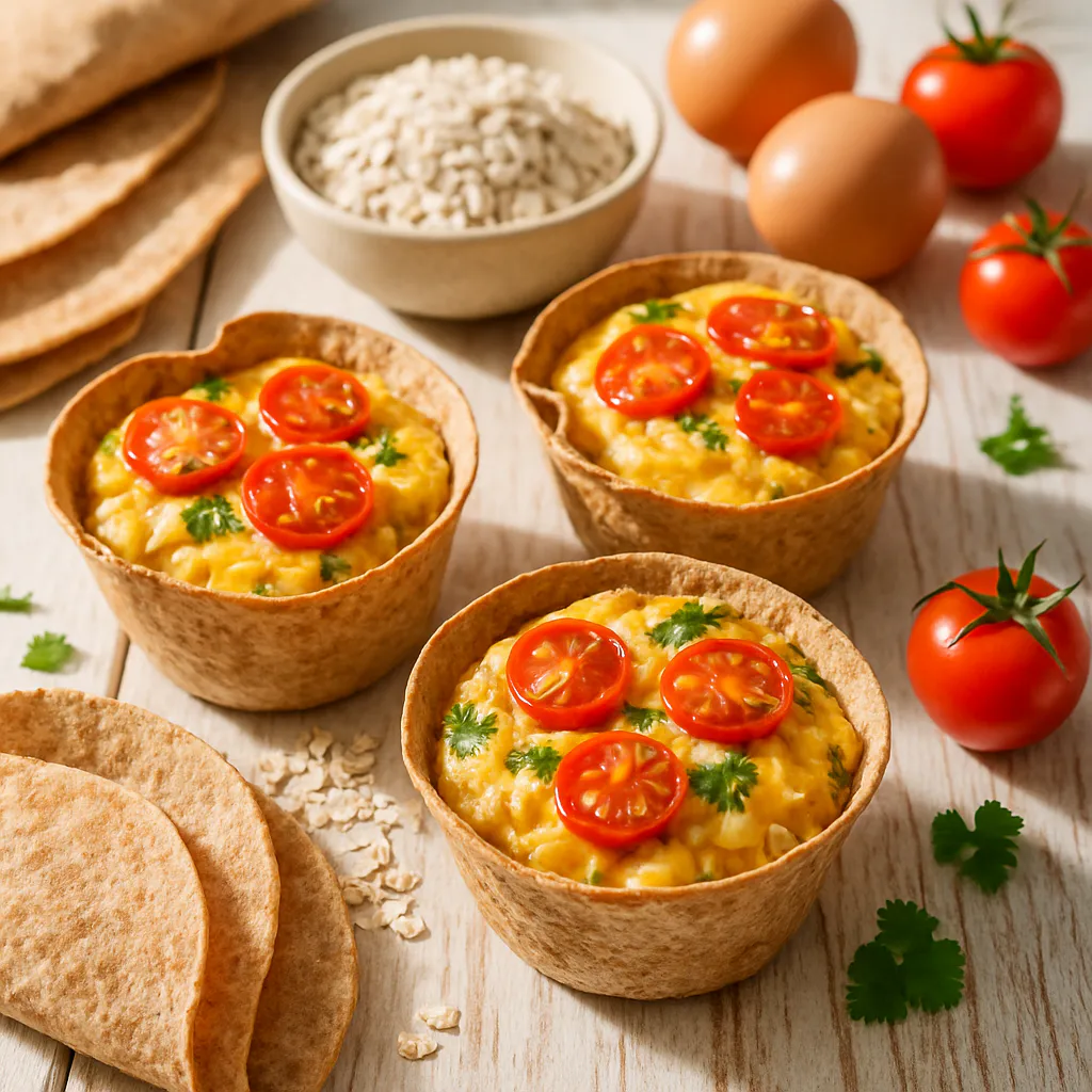 Tortilla-Hafer-Muffins mit Käse und Tomaten