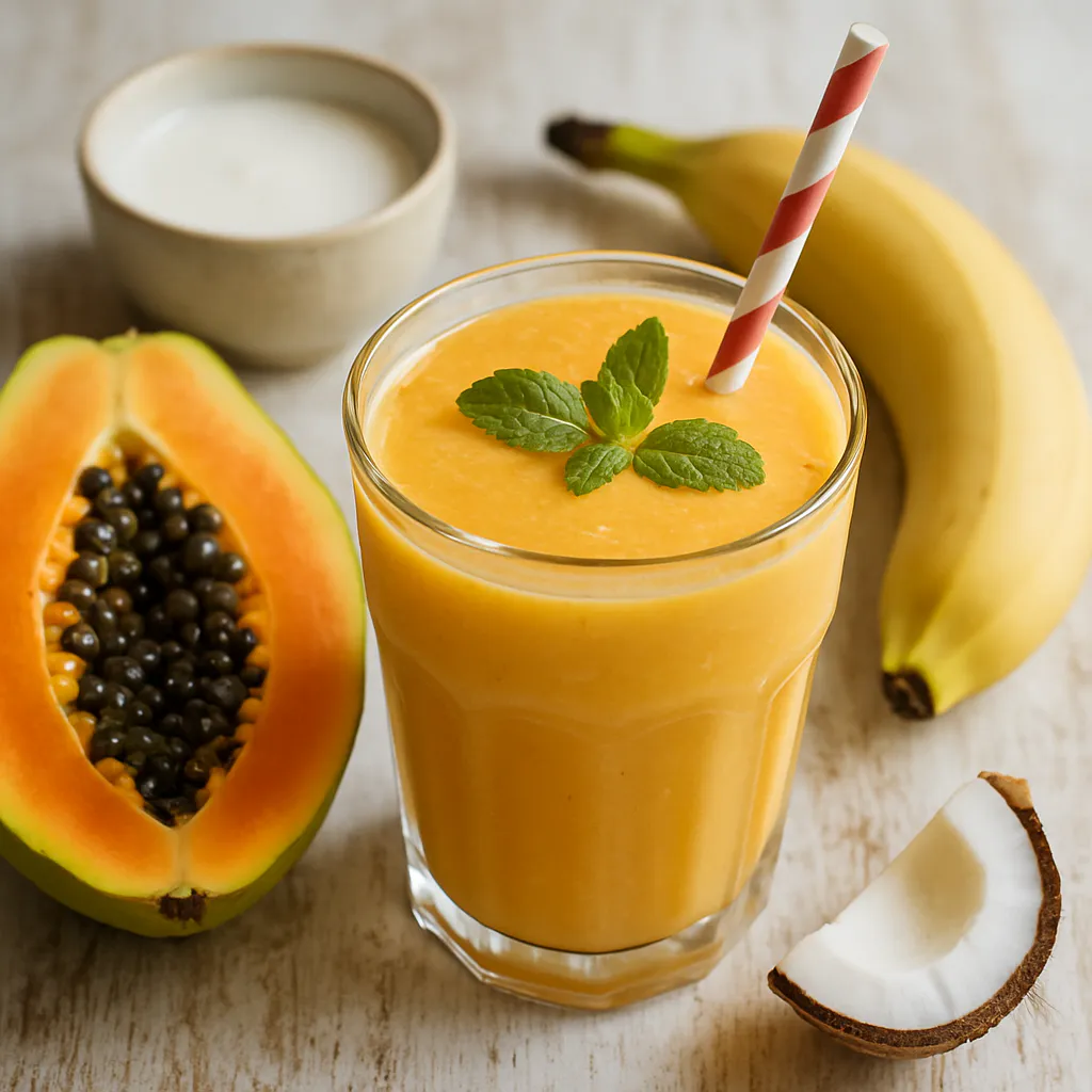 Tropischer Papaya-Kokos-Smoothie