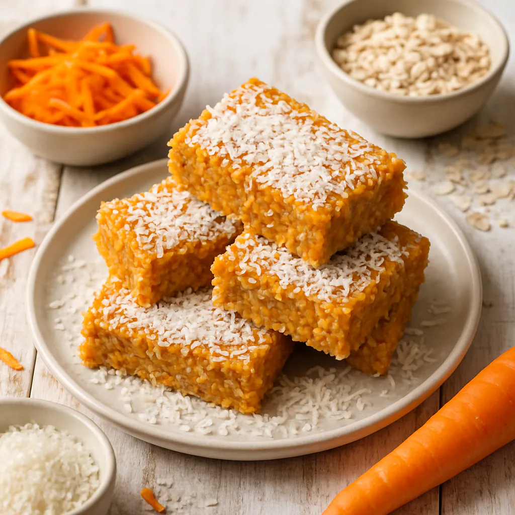 Vegane Karotten-Hafer-Riegel mit Kokos