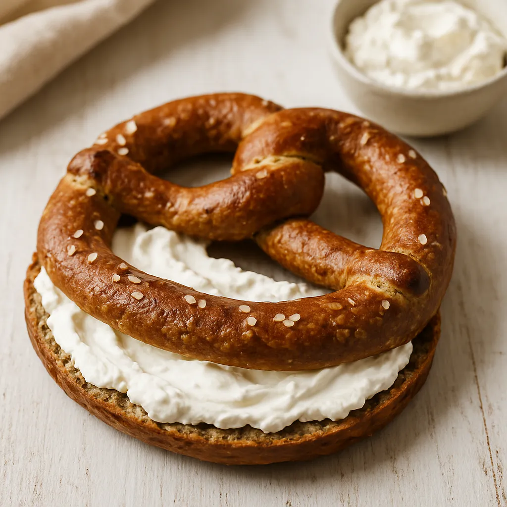 Vollkorn-Brezel mit Frischkäse