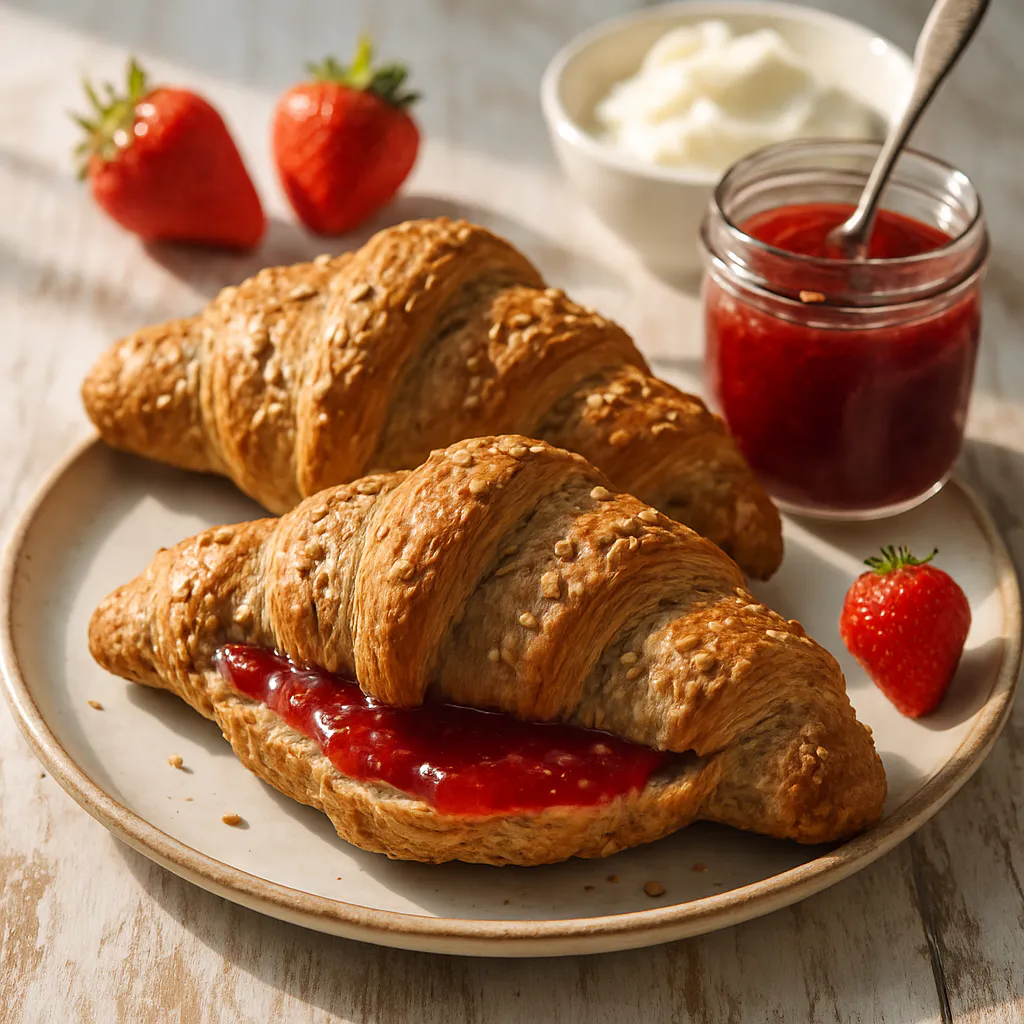 Vollkorn-Croissants mit Erdbeermarmelade