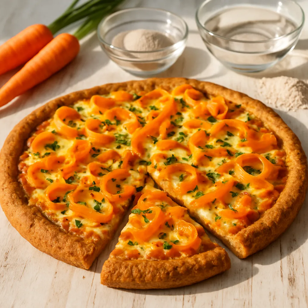 Vollkorn-Möhren-Pizza mit mildem Käse