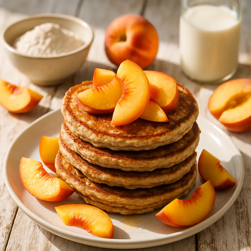 Vollkorn-Pfirsich-Pancakes