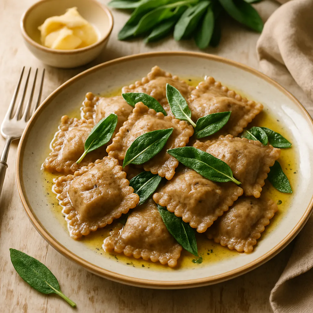 Vollkorn-Ravioli mit Salbeibutter
