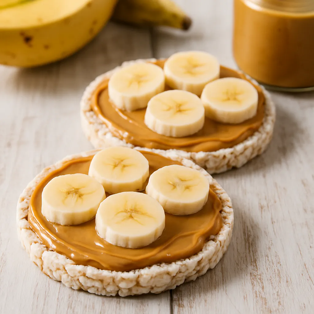 Vollkorn-Reiswaffeln mit Bananenscheiben