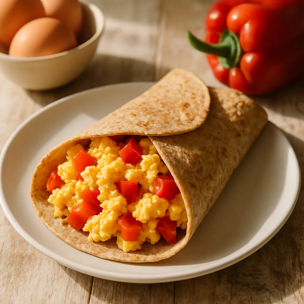Vollkorn-Tortilla-Wrap mit Eiern und Paprika