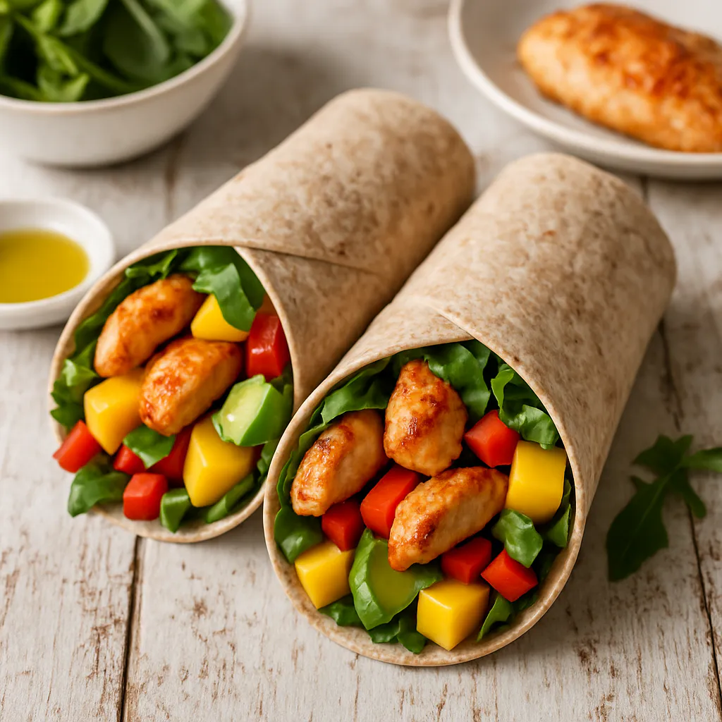 Vollkorn-Wraps mit Hähnchen und Mango
