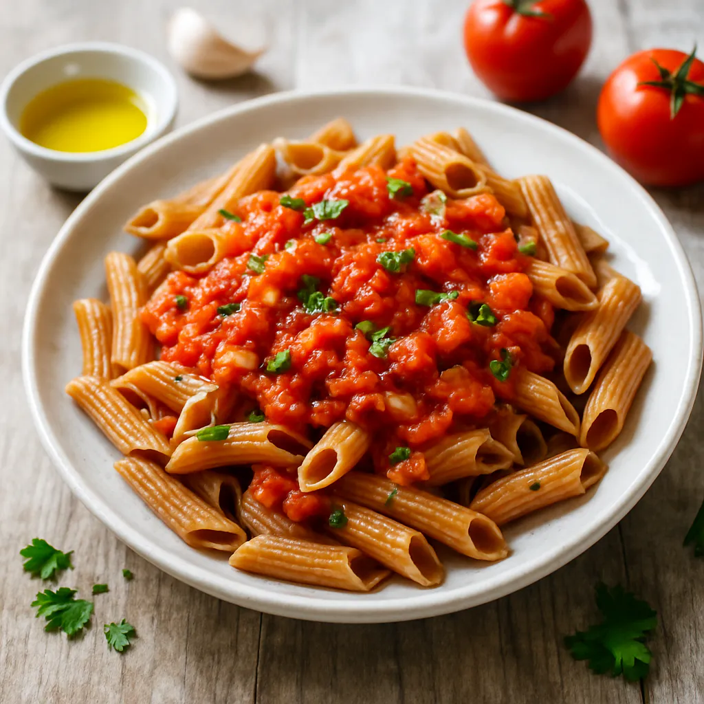 Vollkornpasta mit einfacher Tomatensauce