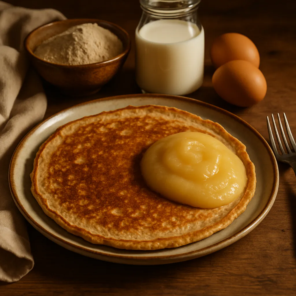 Vollkornpfannkuchen mit Apfelmus