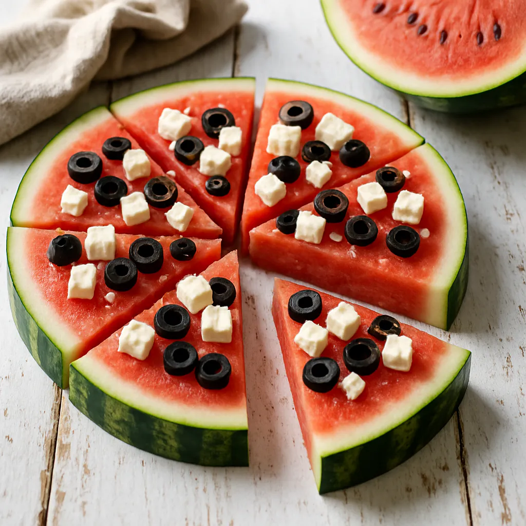Wassermelonen-Pizza mit Feta