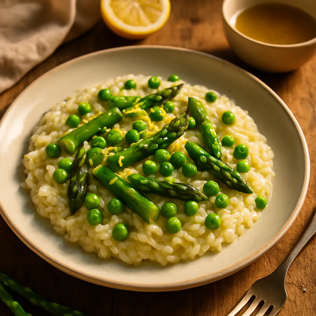 Zitronen-Risotto mit Spargel und Erbsen
