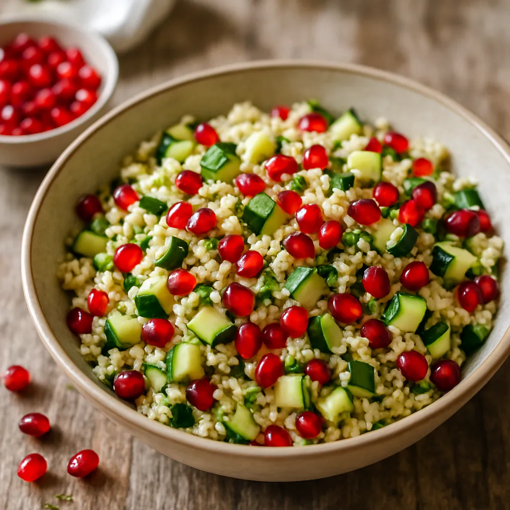 Zucchini-Tabbouleh mit Couscous und Granatapfelkernen